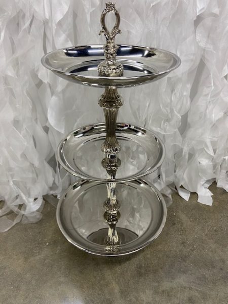 Silver 3 Tier Cupcake Stand